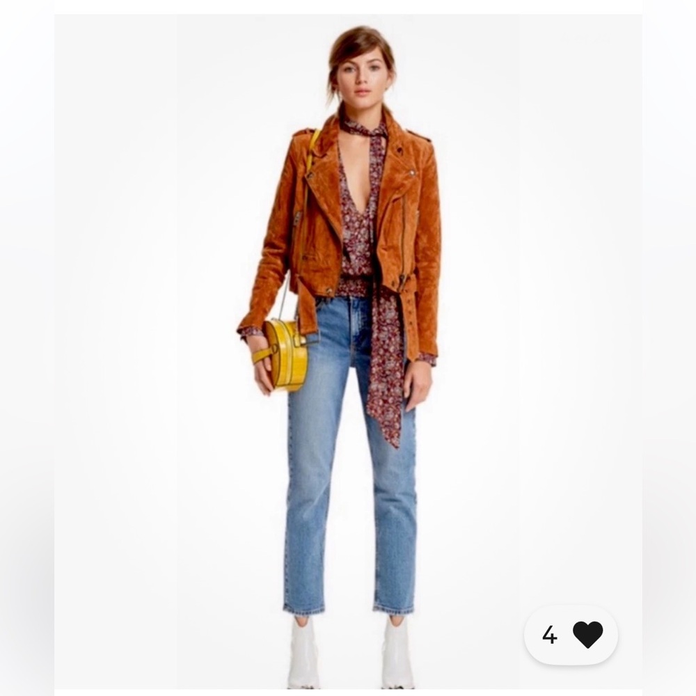 Blank NYC BlankNYC Suede Leather Moto jacket Sedona Rust Brown Size L Large